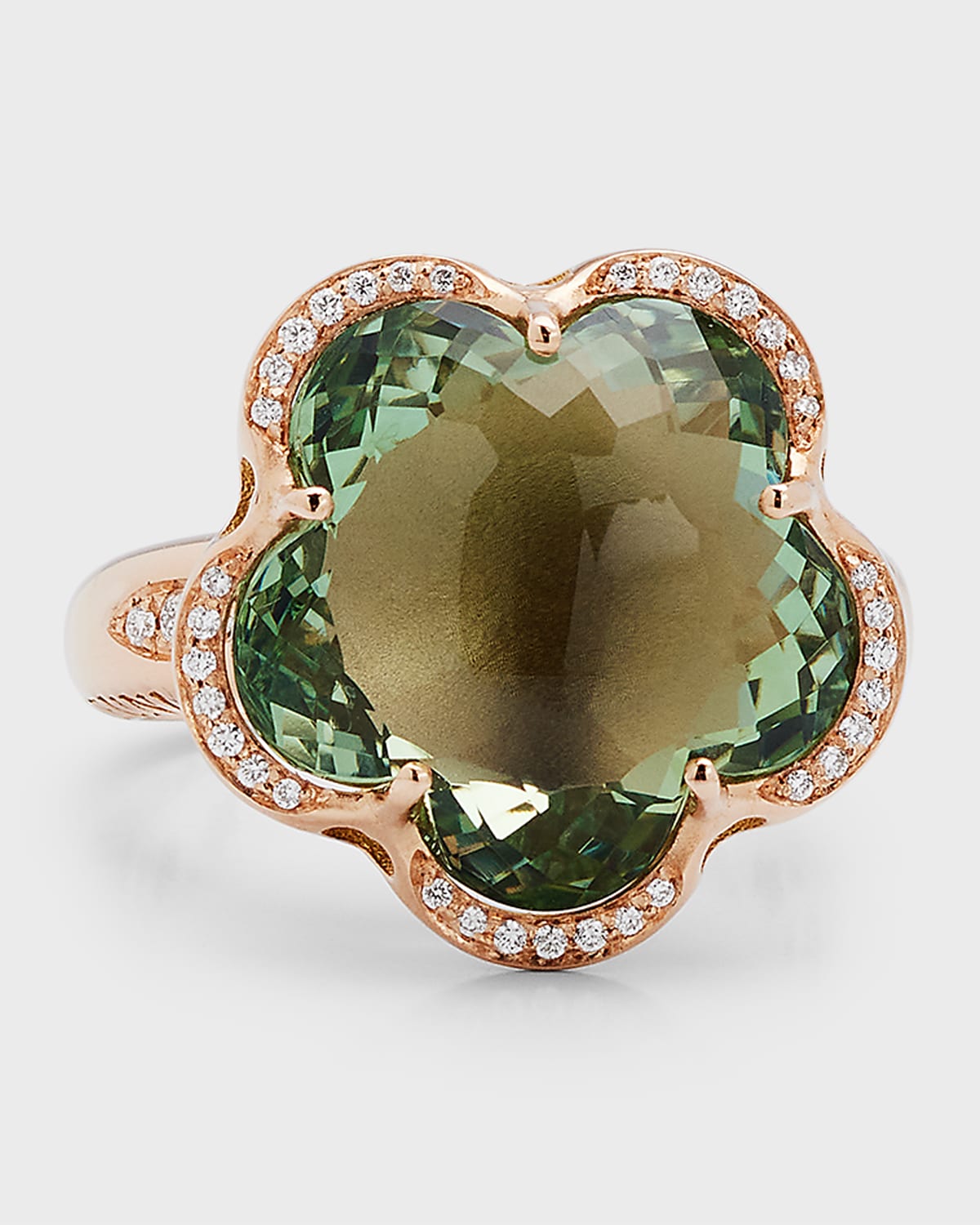 Pasquale Bruni 18k Rose Gold Bon Ton Diamond & Prasiolite Dolce Vita Statement Ring In Green/rose Gold