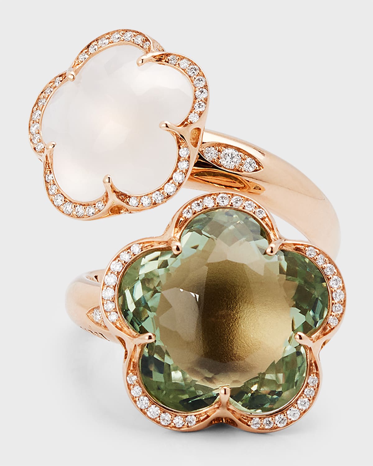 Bon Ton 18K Rose Gold Ring with Gemstones and Diamonds