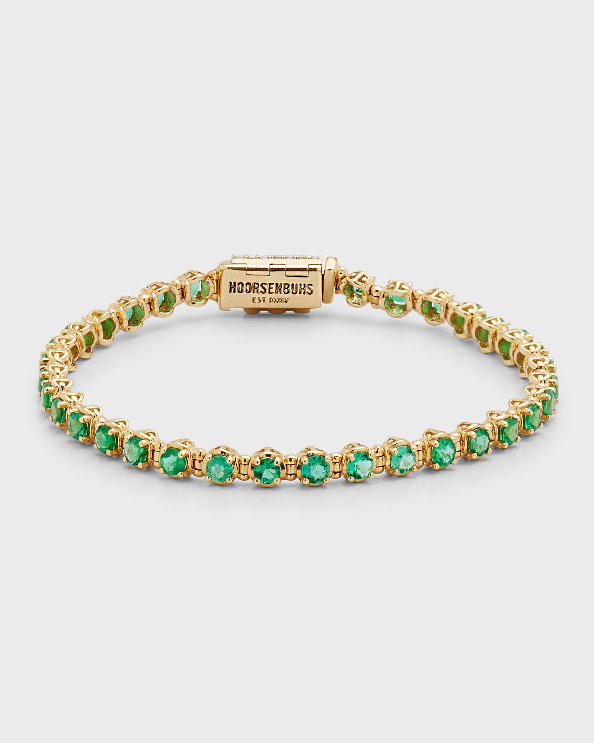 Hoorsenbuhs Infinite 3mm Emerald Bracelet In 18k Yellow Gold
