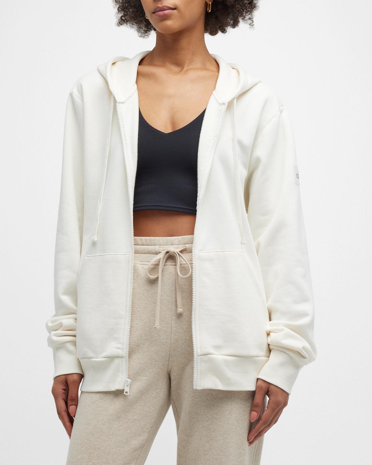 Alo Yoga Everyday Full-zip Hoodie In Ivory | ModeSens