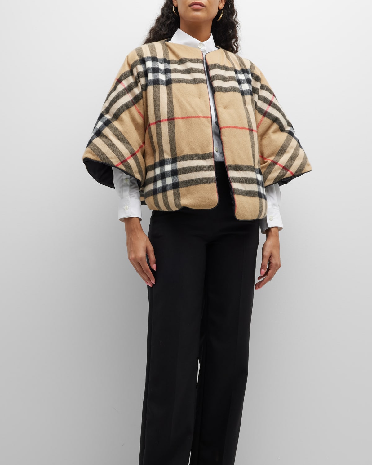 Carrie Check Cashmere & Wool Cape