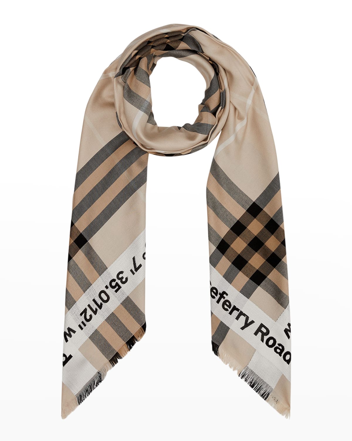 Burberry Giant Check & Coordinates Silk-Wool Scarf