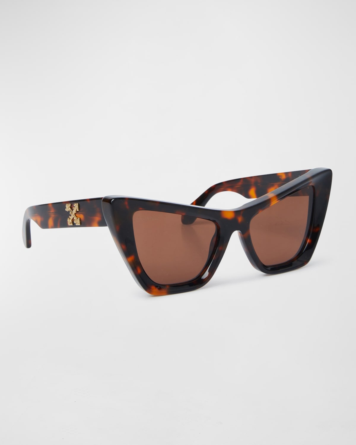 Off-white Edvard Acetate Cat-eye Sunglasses In Havana Brown