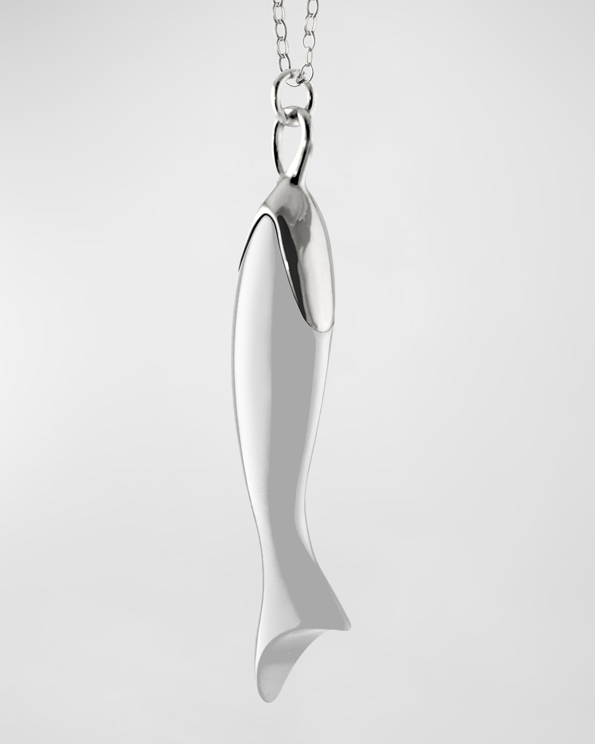 Monica Rich Kosann Sterling Silver And Ceramic Fish Charm On Small Belcher Chain, 30"l In White