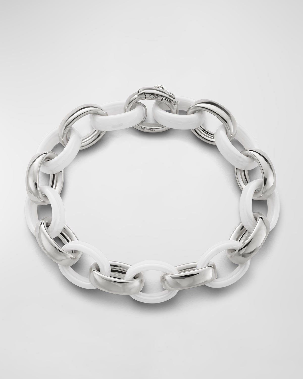 Sterling Silver Marilyn XL Ultra Bracelet with Alternating Ceramic Links, 8"L