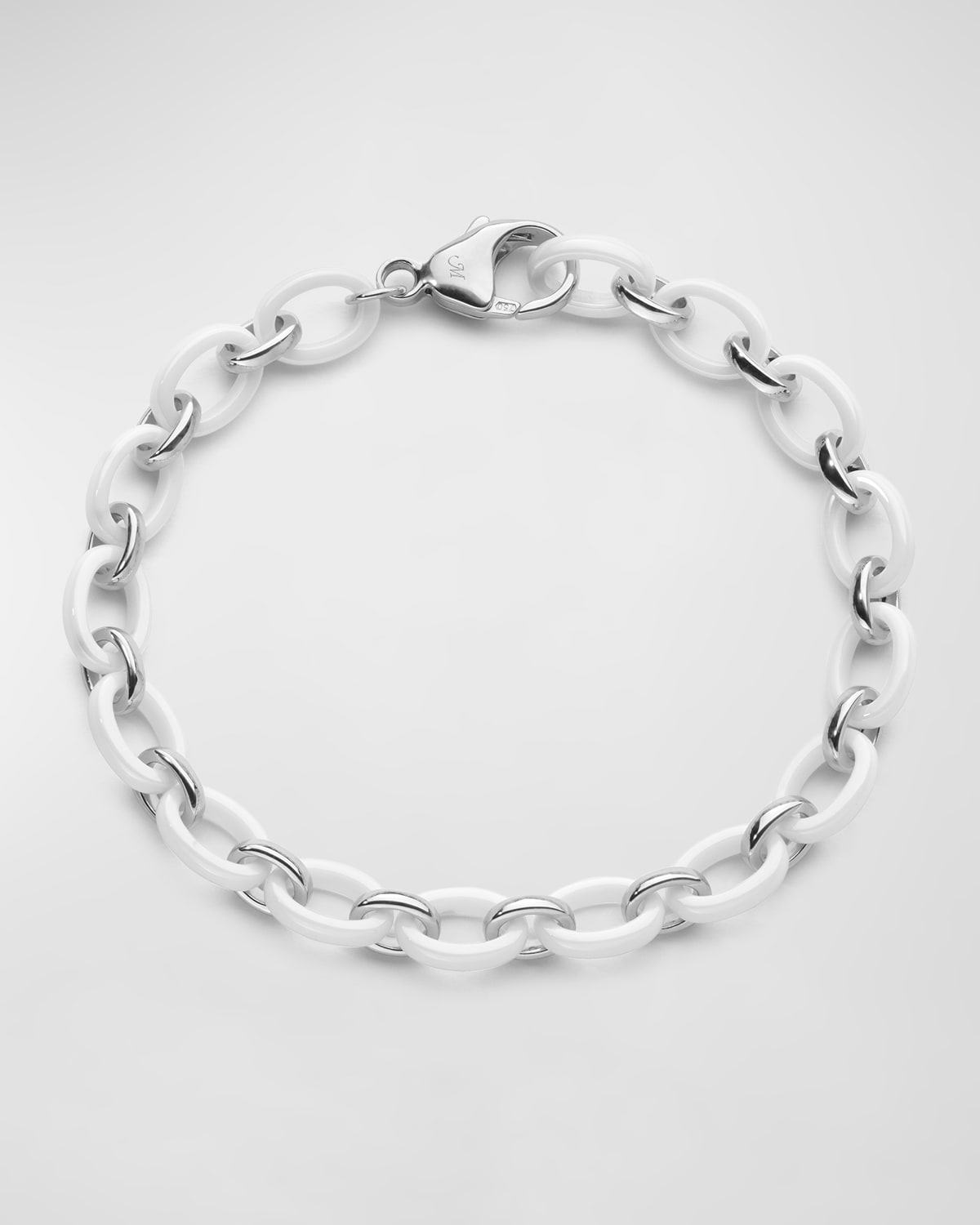 Monica Rich Kosann Sterling Silver Audrey Link Bracelet With Alternating Ceramic Links In White
