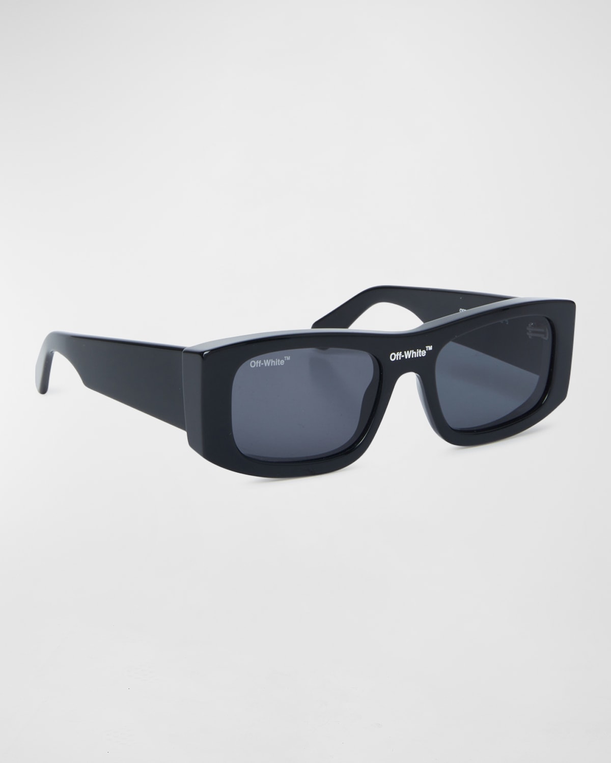 OFF-WHITE MEN'S LUCIO LOGO-BRIDGE RECTANGLE SUNGLASSES