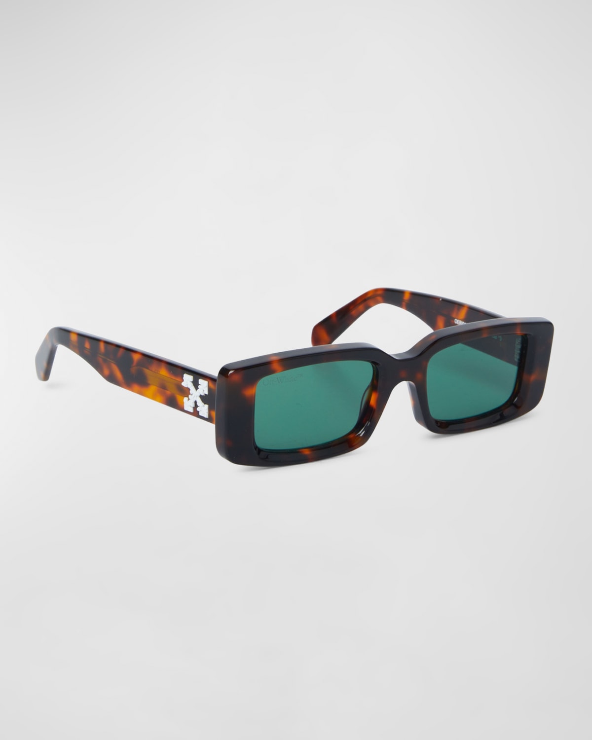 Off-white Men's Arthur Rectangle Sunglasses In Havana/green