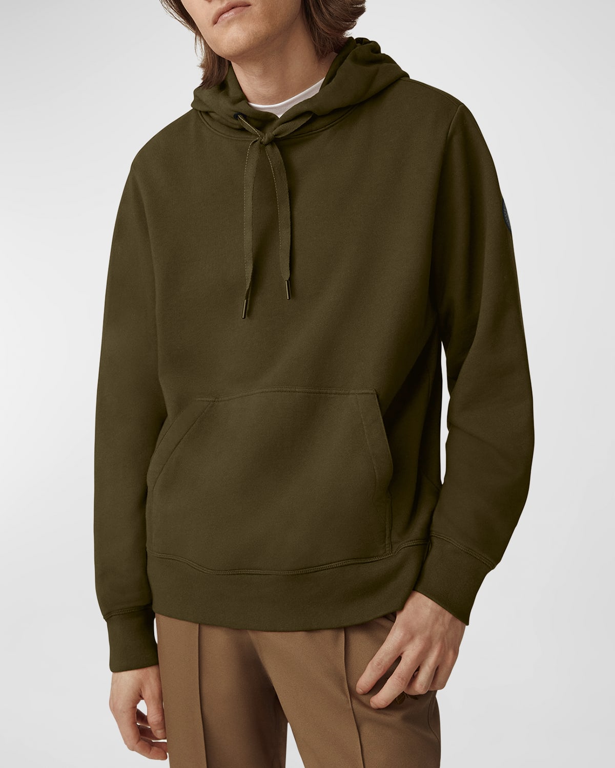 Shop Canada Goose Men's Huron Pullover Hoodie In Military Green