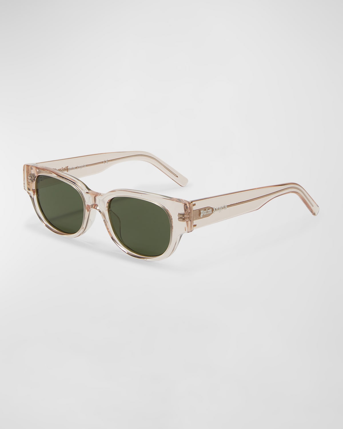 Shop Palm Angels Men's Redondo Round Sunglasses In Peach/green