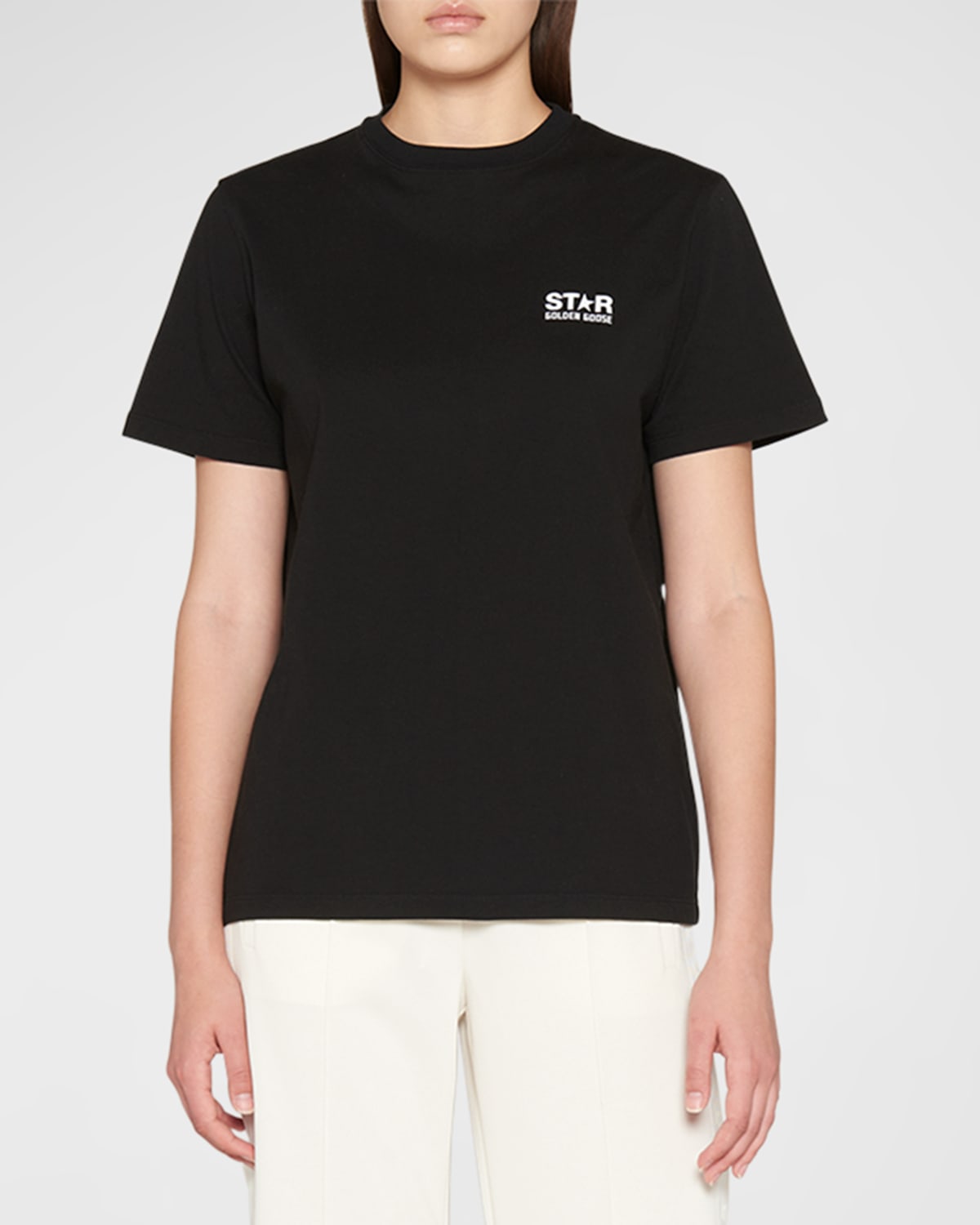 Shop Golden Goose Crewneck Star Logo T-shirt In Black / White