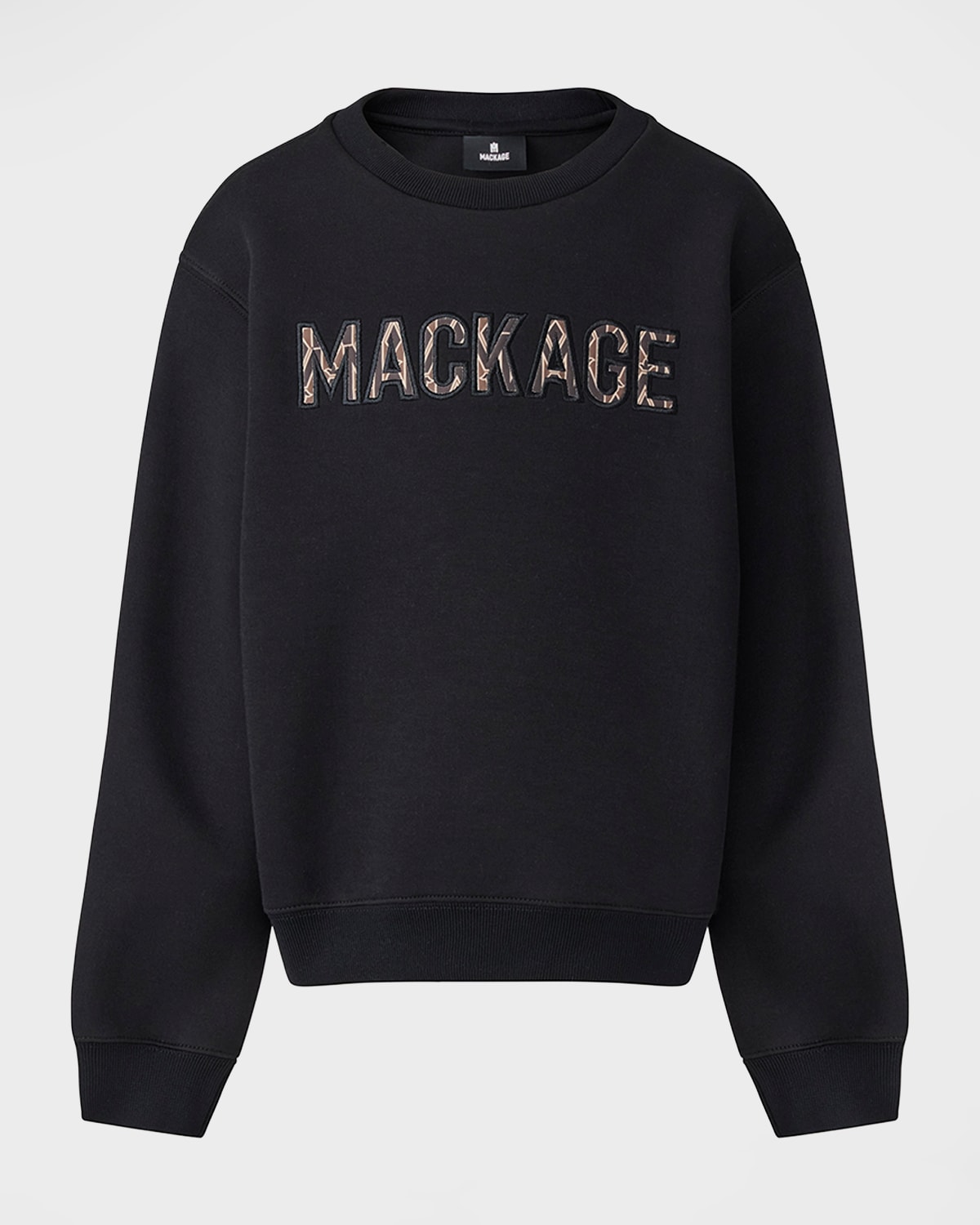 Mackage Kid's Rio Embroidered Logo-print Sweatshirt In Black