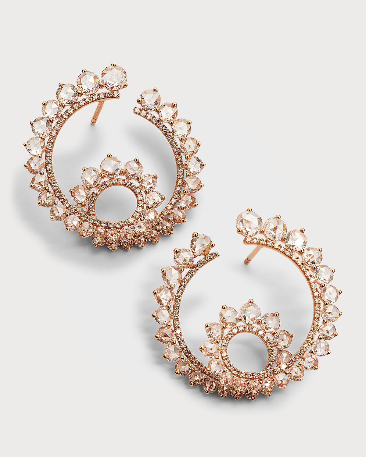 64 Facets 18k Rose Gold Loop Diamond Earrings