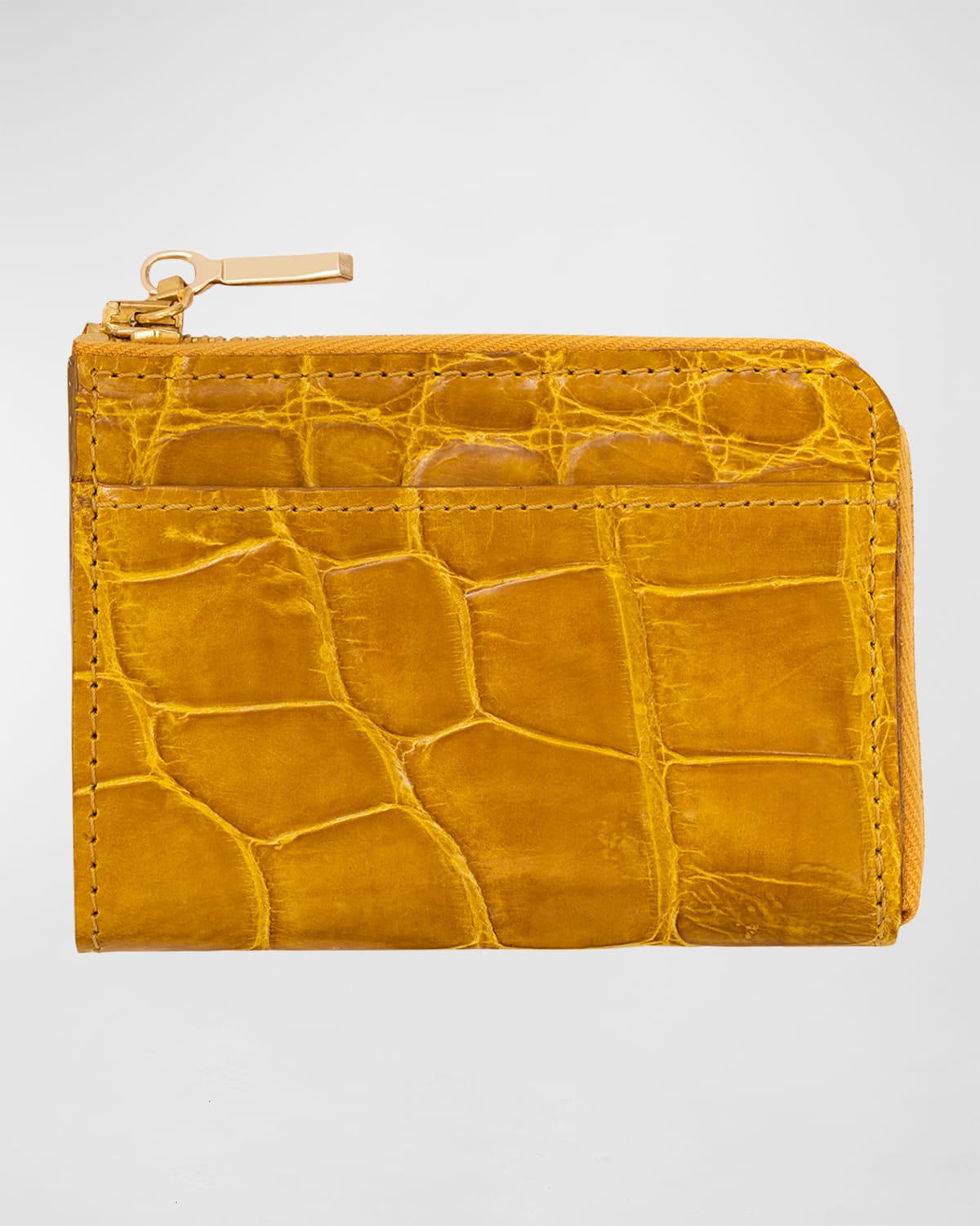 Men's Glazed Alligator Leather Zip Card Case