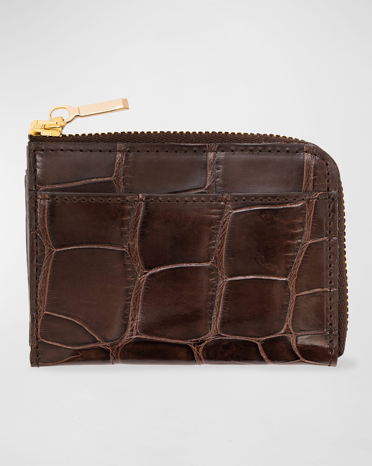 Men's Glazed Alligator Leather Zip Card Case