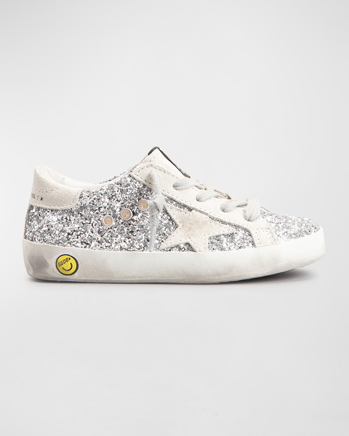 Shop Golden Goose Girl's Super Star Sequin Sneakers, Toddler/kids In Silver Ice