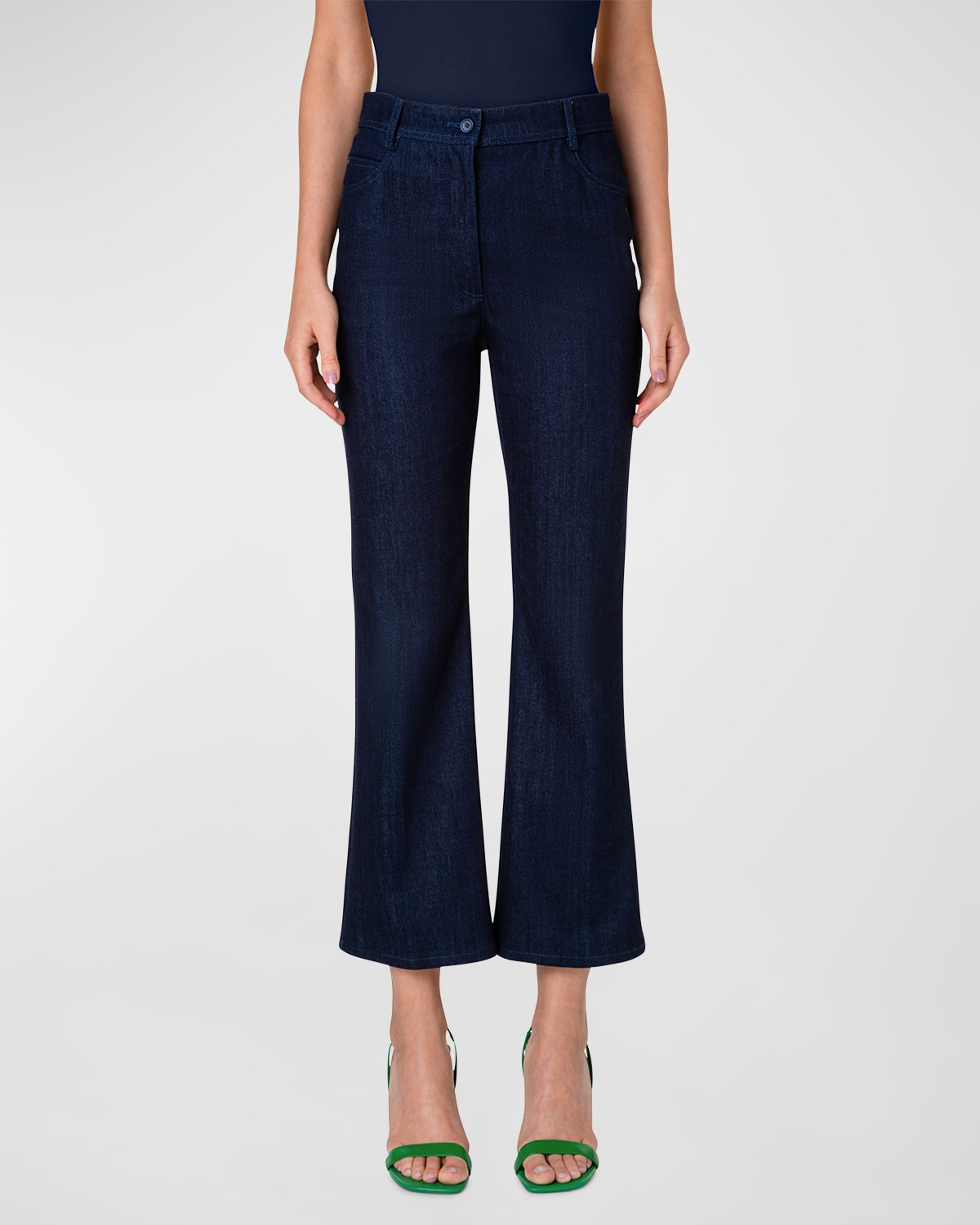 Akris Punto Cali Bootcut Denim Pant In Dark Blue Denim