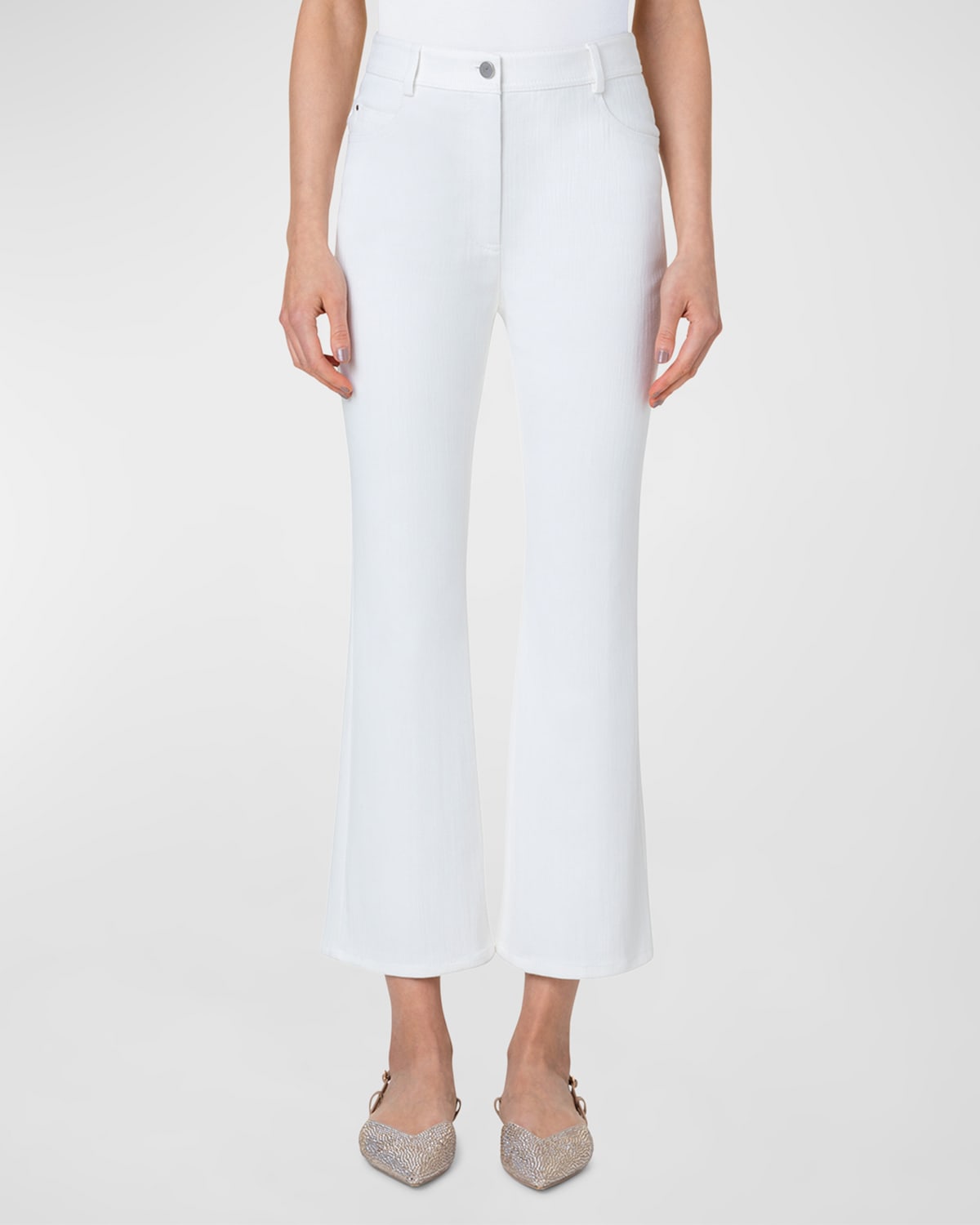 Akris Punto Chiara Wool Tricotine Wide-leg Ankle Pants In Cream