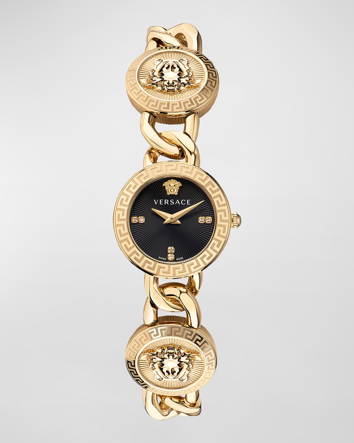 Versace 26mm Stud Icon Bracelet Watch, Gold/Black