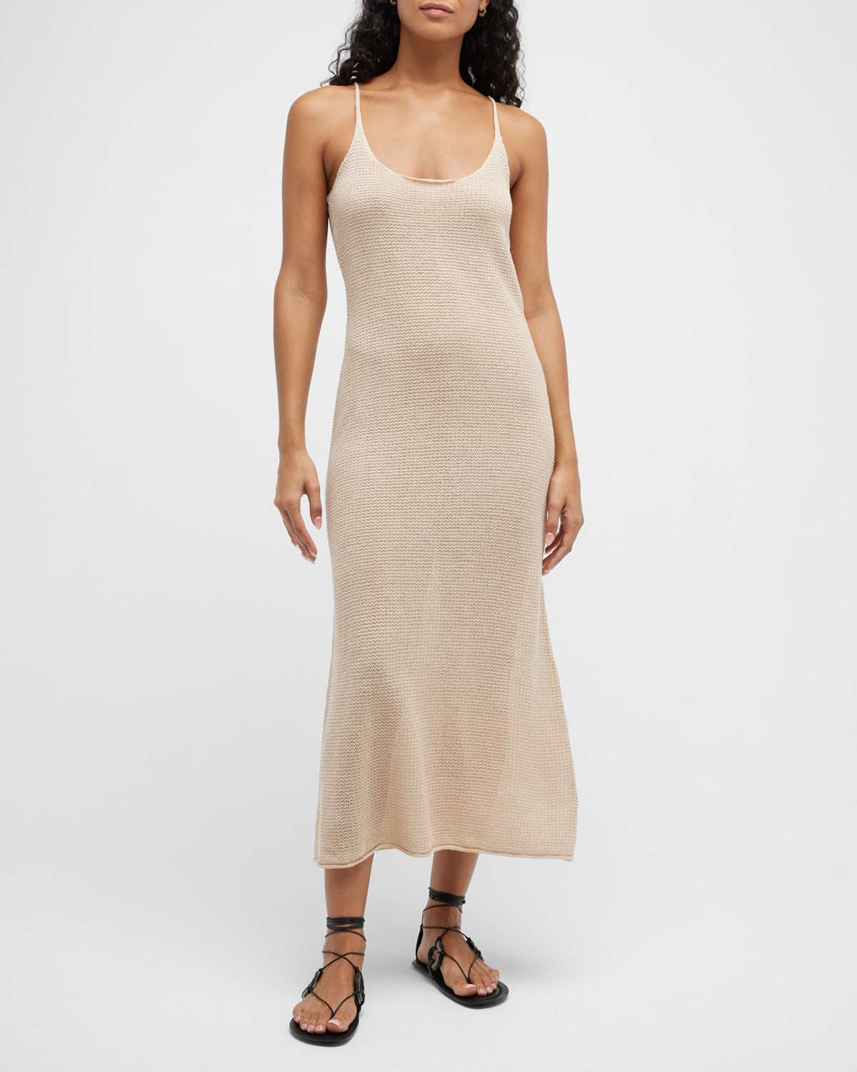 Onia Linen Maxi Sweater Dress Swim Cover-up In Sand