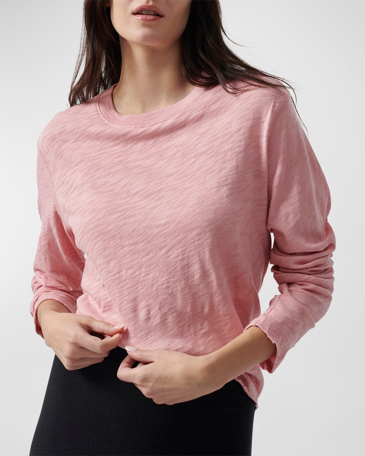 Atm Anthony Thomas Melillo Destroyed Long Sleeve Slub Jersey Tee In Juneberry