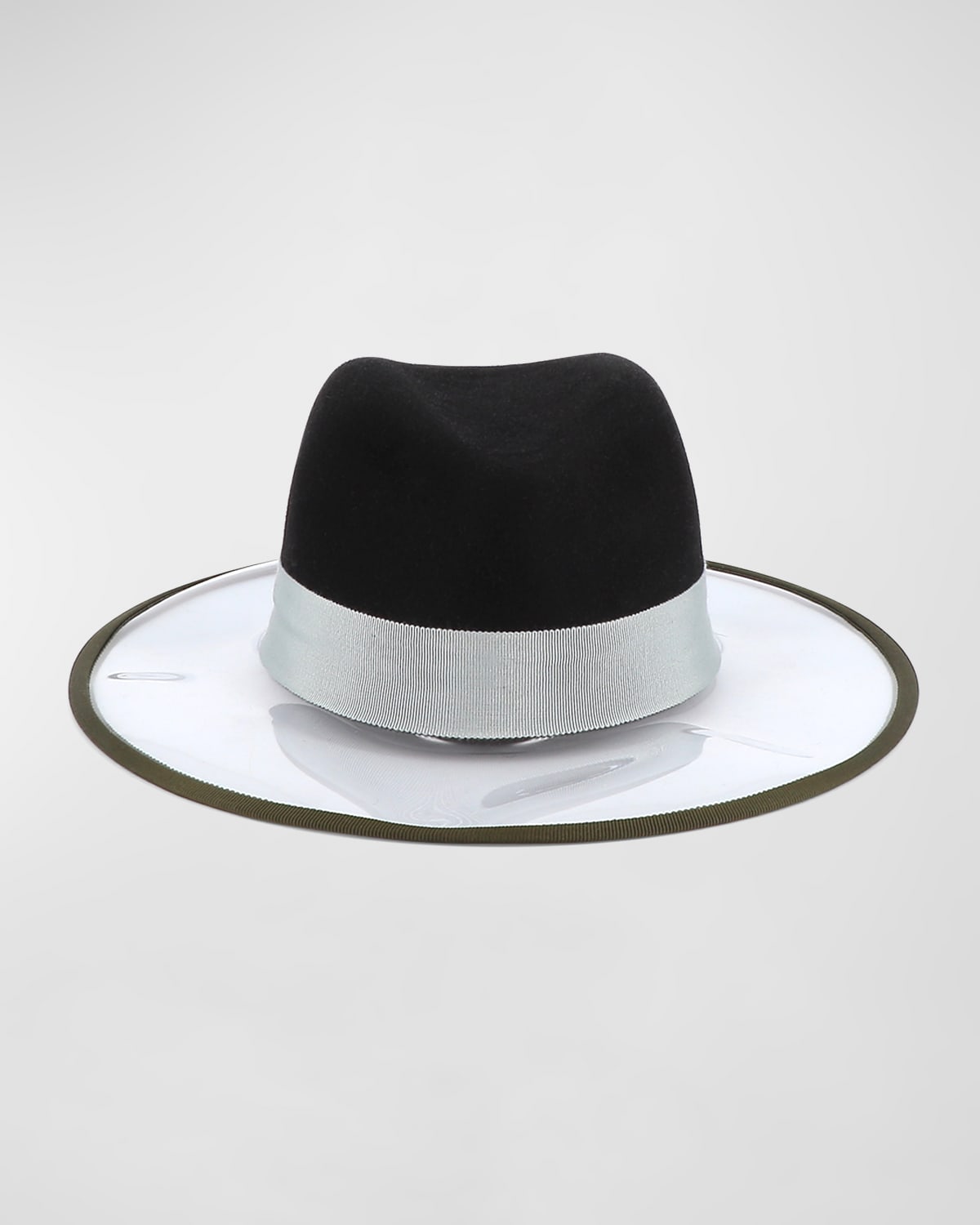 D'estree Two-tone Christopher Wool-blend Fedora Hat In Black Light Blue