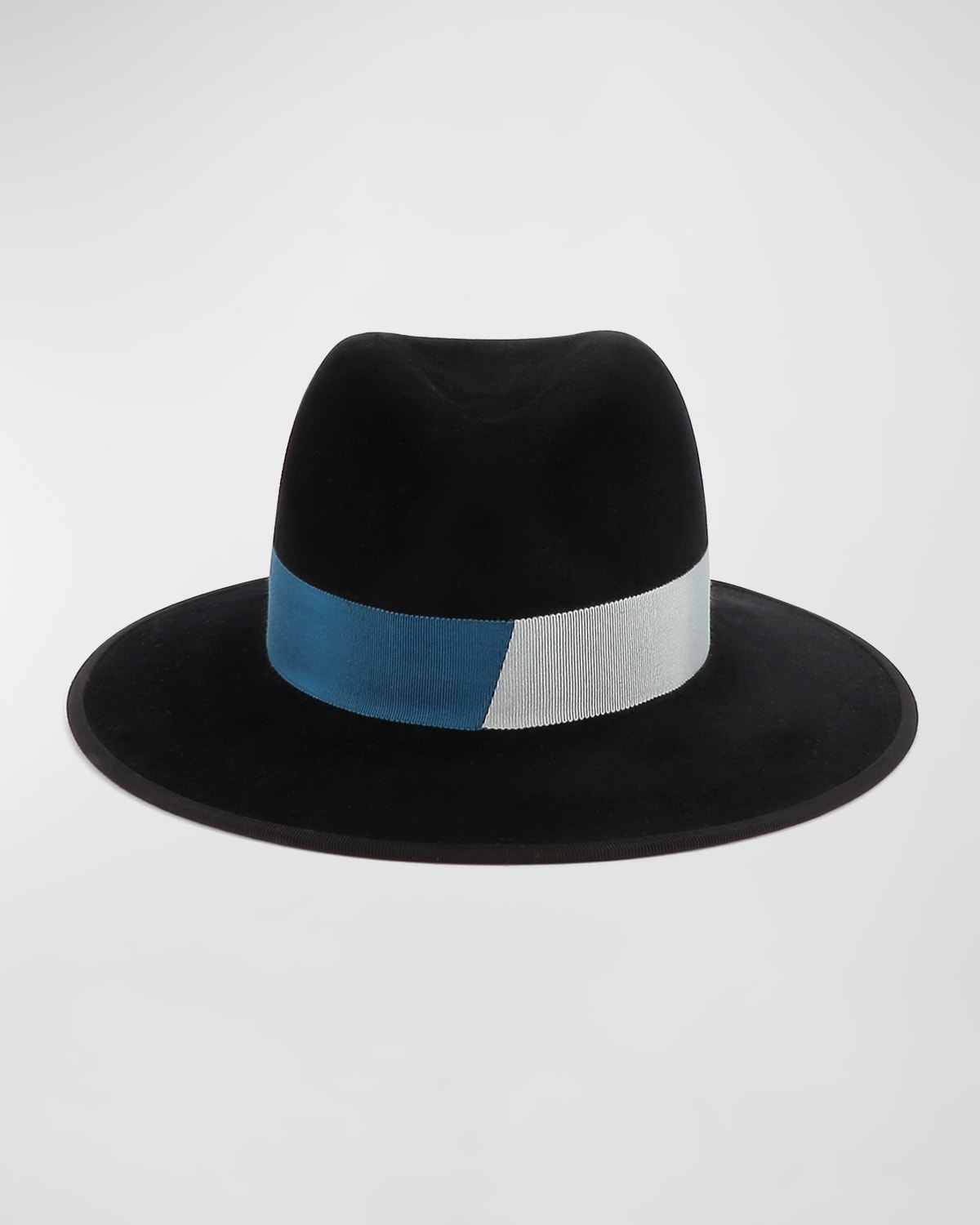 D'estree Christopher Wool-blend Fedora Hat W/ Band In Black Blue