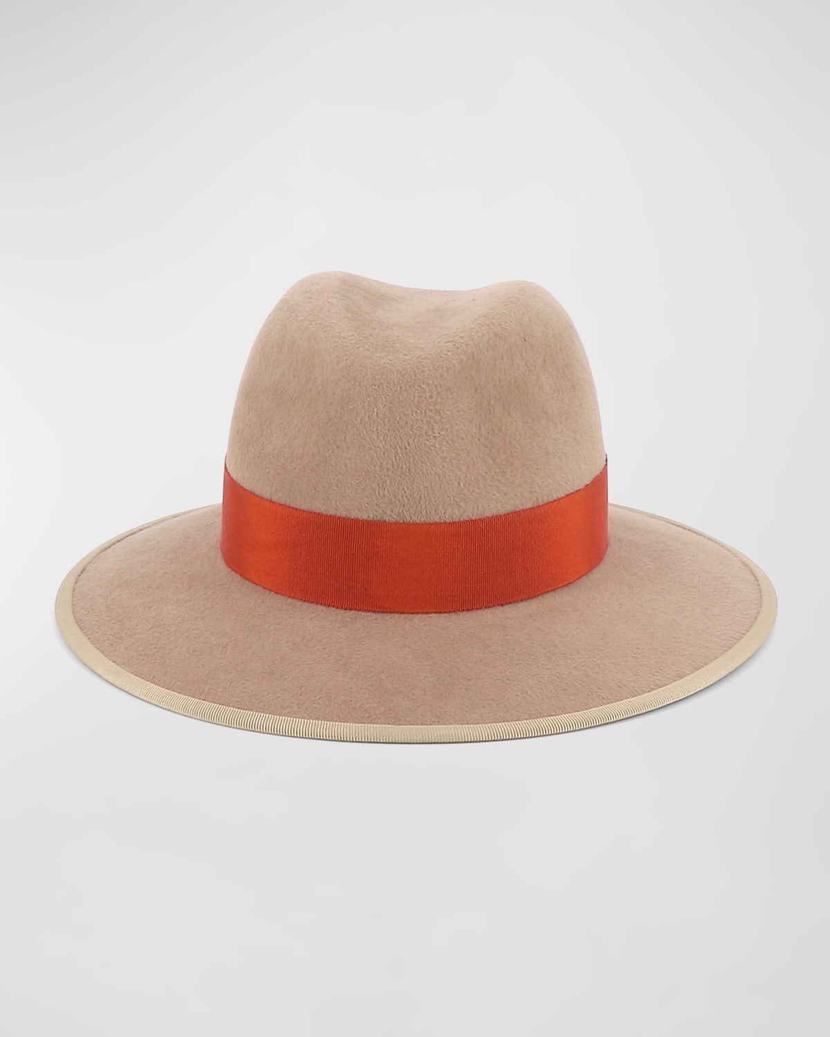D'estree Christopher Wool-blend Fedora Hat W/ Band In Beige Rust