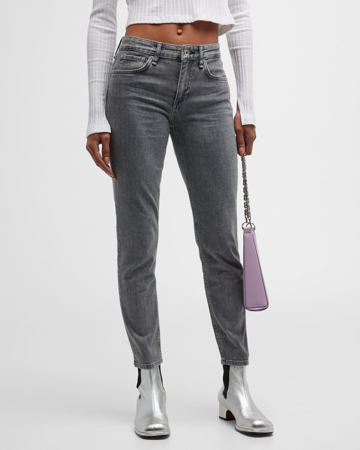 Rag & Bone Cate Mid-rise Black Sage Ankle Skinny Jean In Colby1