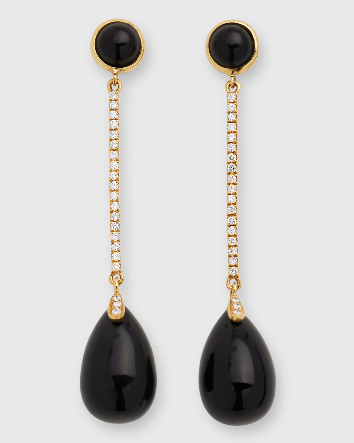 18K Yellow Gold Naughty Onyx and Diamond Drop Earrings