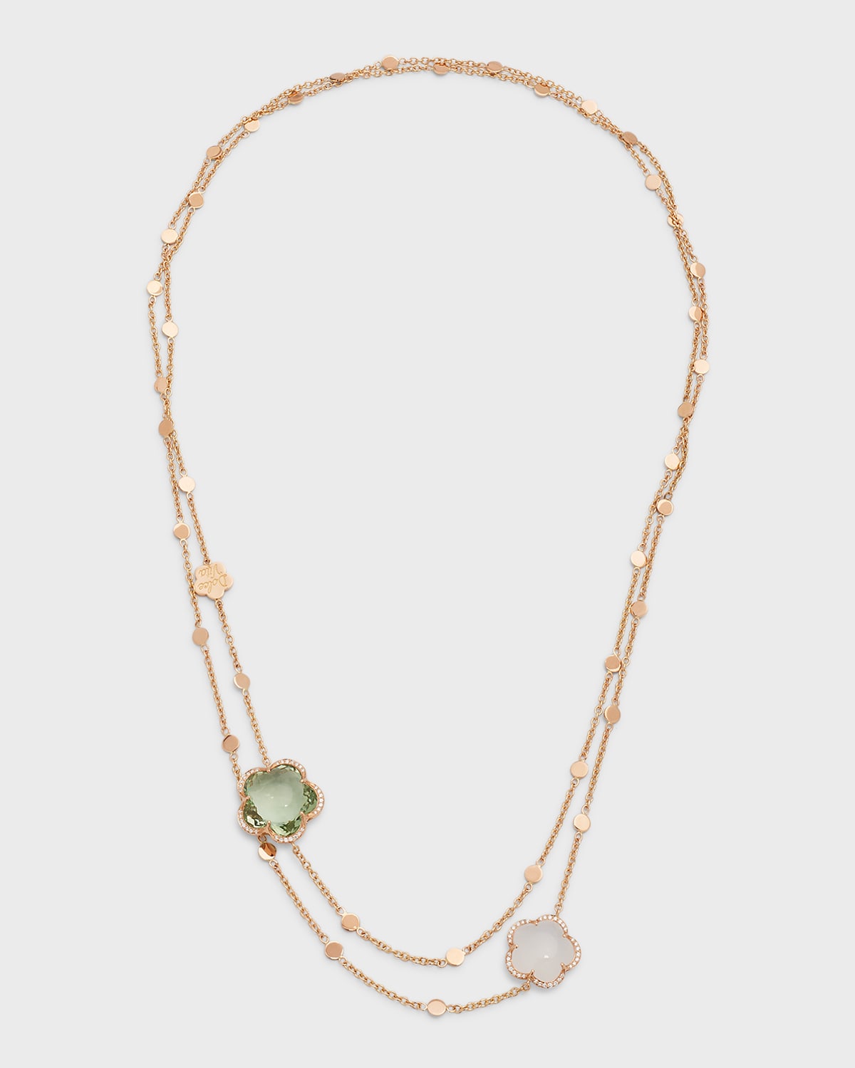 Pasquale Bruni 18k Rose Gold Bon Ton Prasiolite, White Quartz & Diamond Dolce Vita Sautoir Necklace, 40.5 In Green/rose Gold