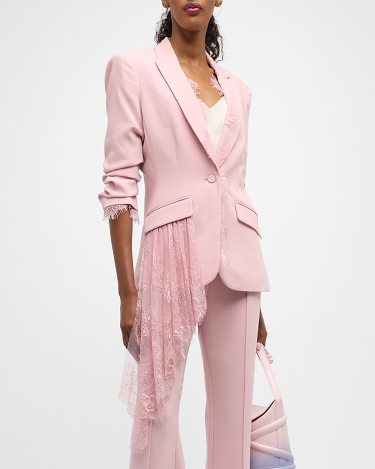 Lace trim blazer discount