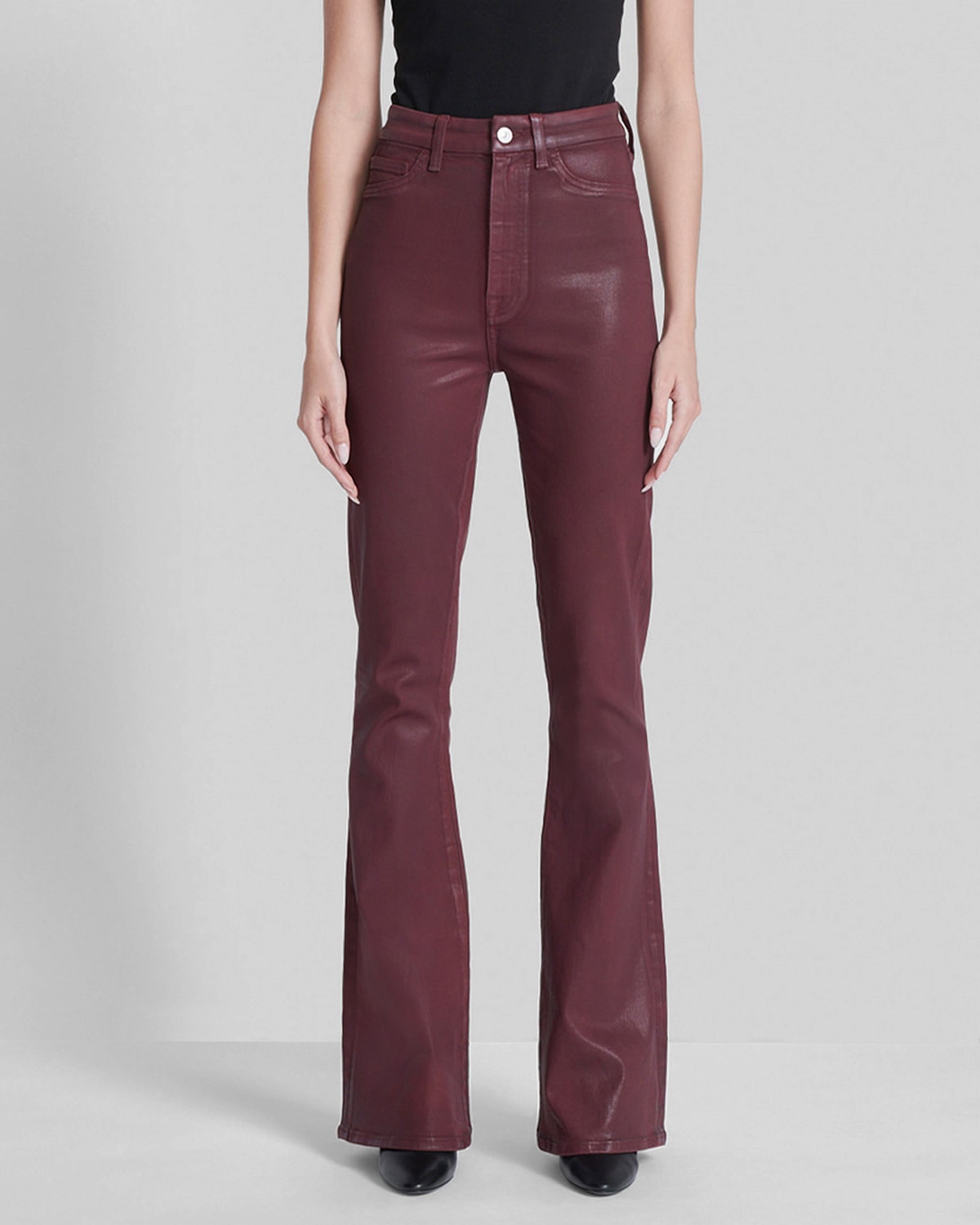 7 For All Mankind Coated Slim Bootcut Jeans In Coated Ruby Rust