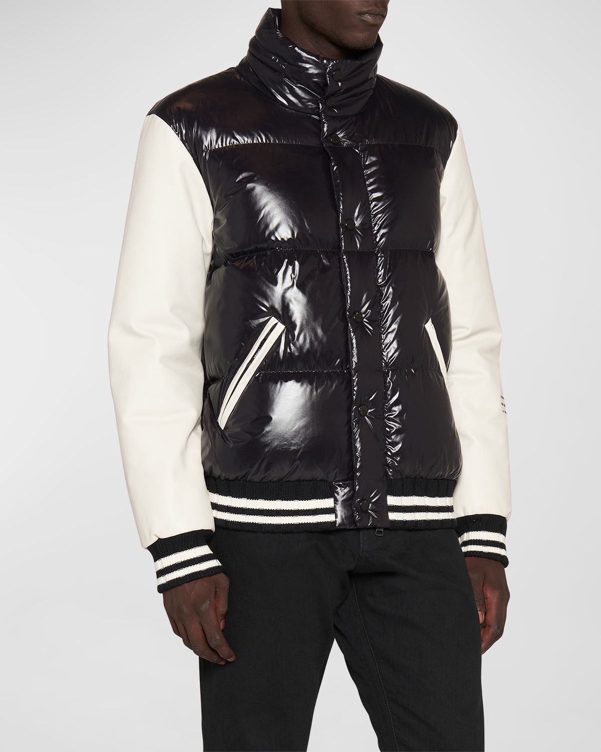 Moncler Genius Quinlan Down Varsity Jacket In Black