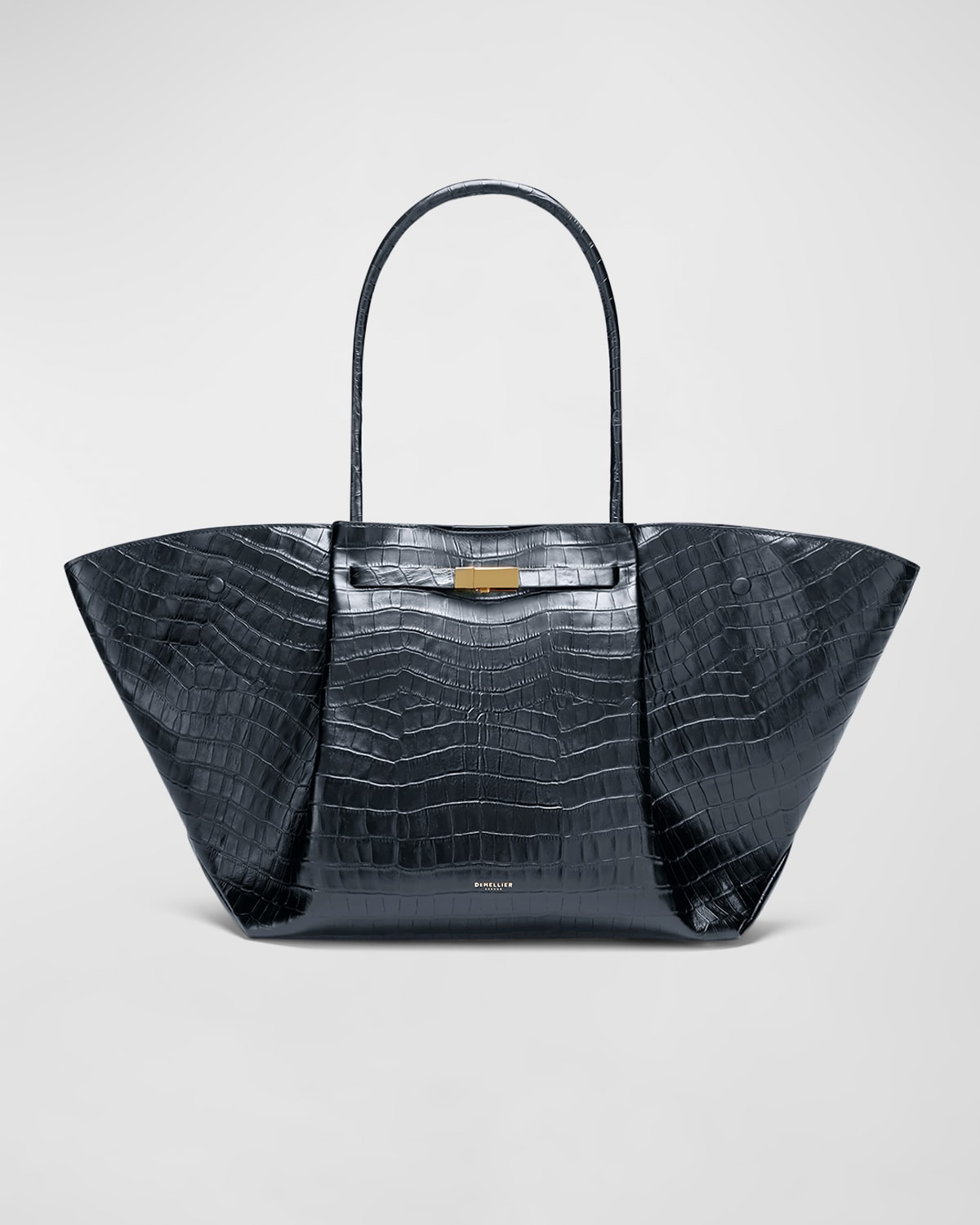 Demellier New York Croc-embossed Tote Bag In Navy Croc