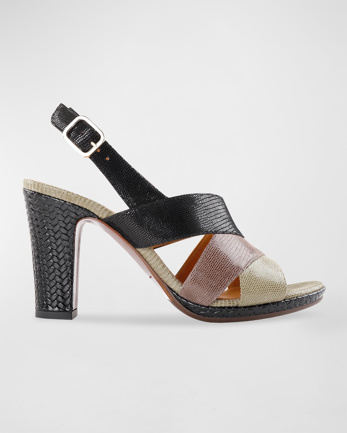 Adina Mixed Leather Slingback Sandals