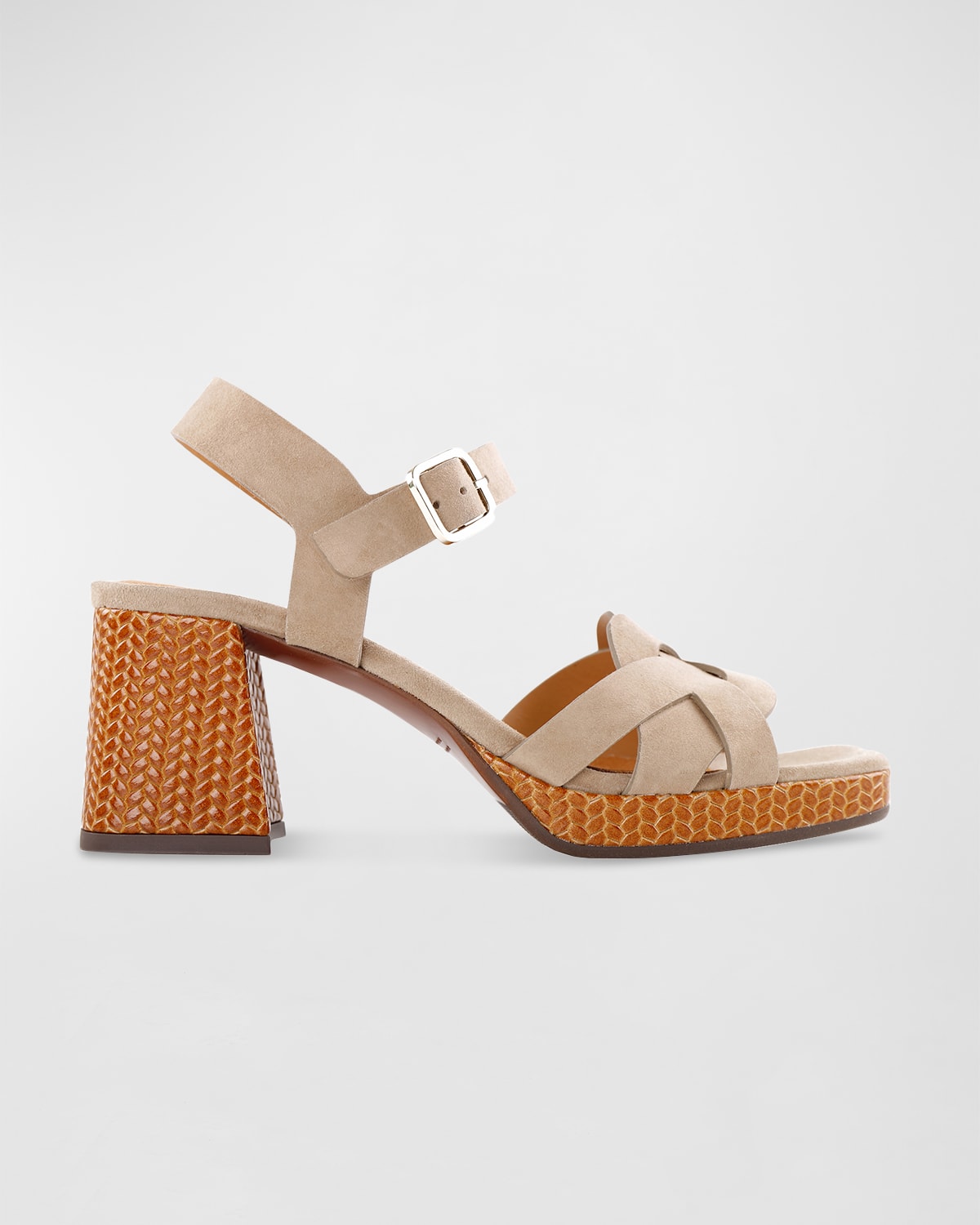 Chie Mihara Gaura Woven Suede Sandals In Toast