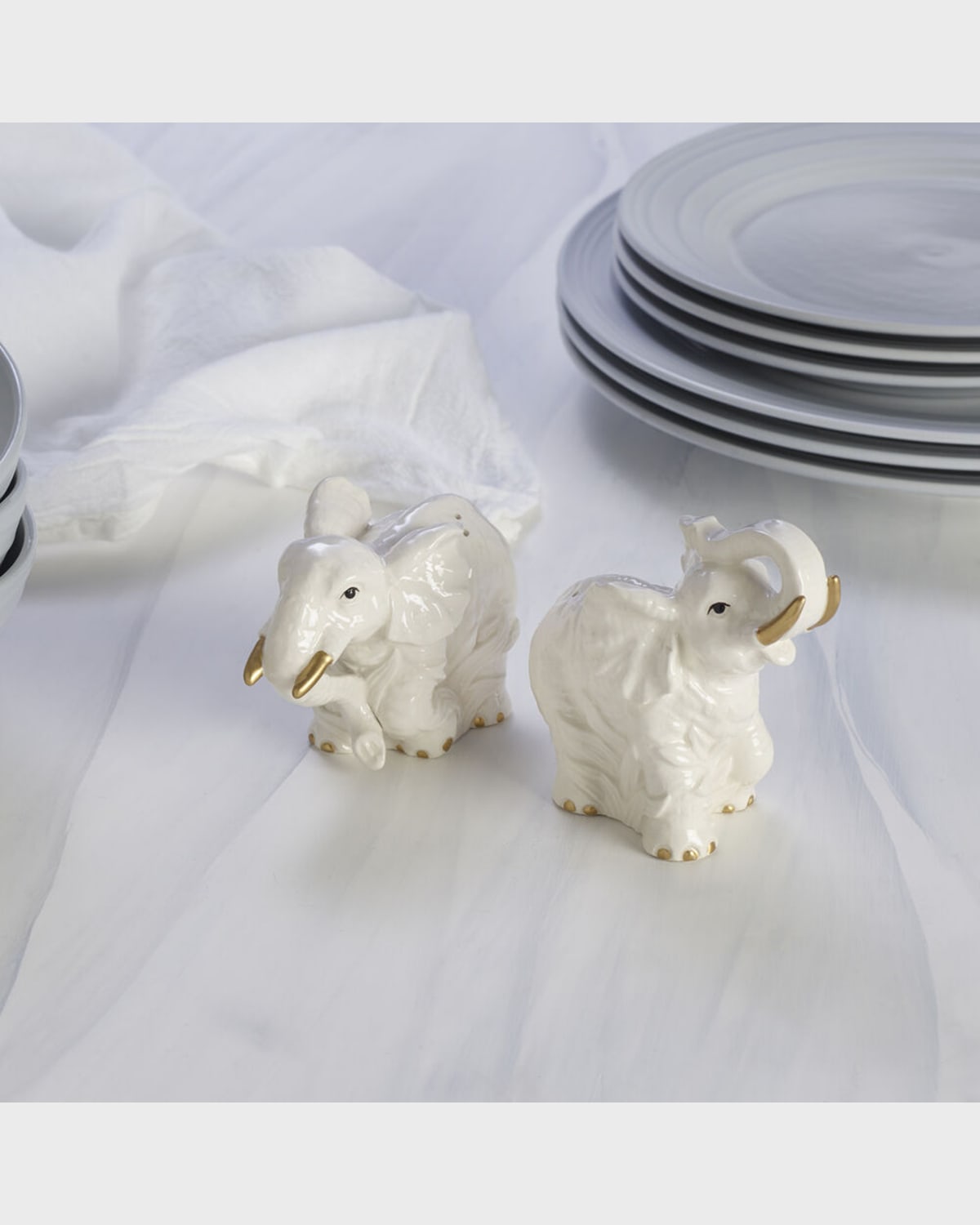 Shop Fitz And Floyd Elephant Salt And Pepper Shaker Set In White