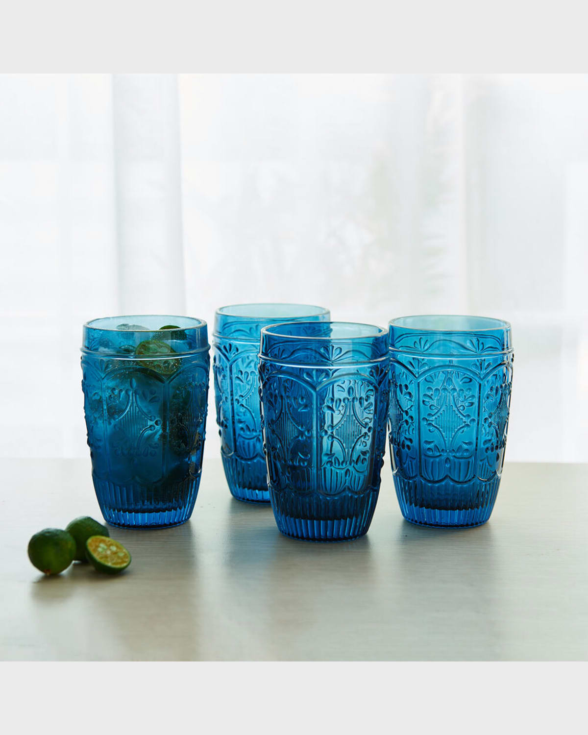 Shop Fitz And Floyd Trestle Highball Glasses - Set Of 4 In Blue Indigo