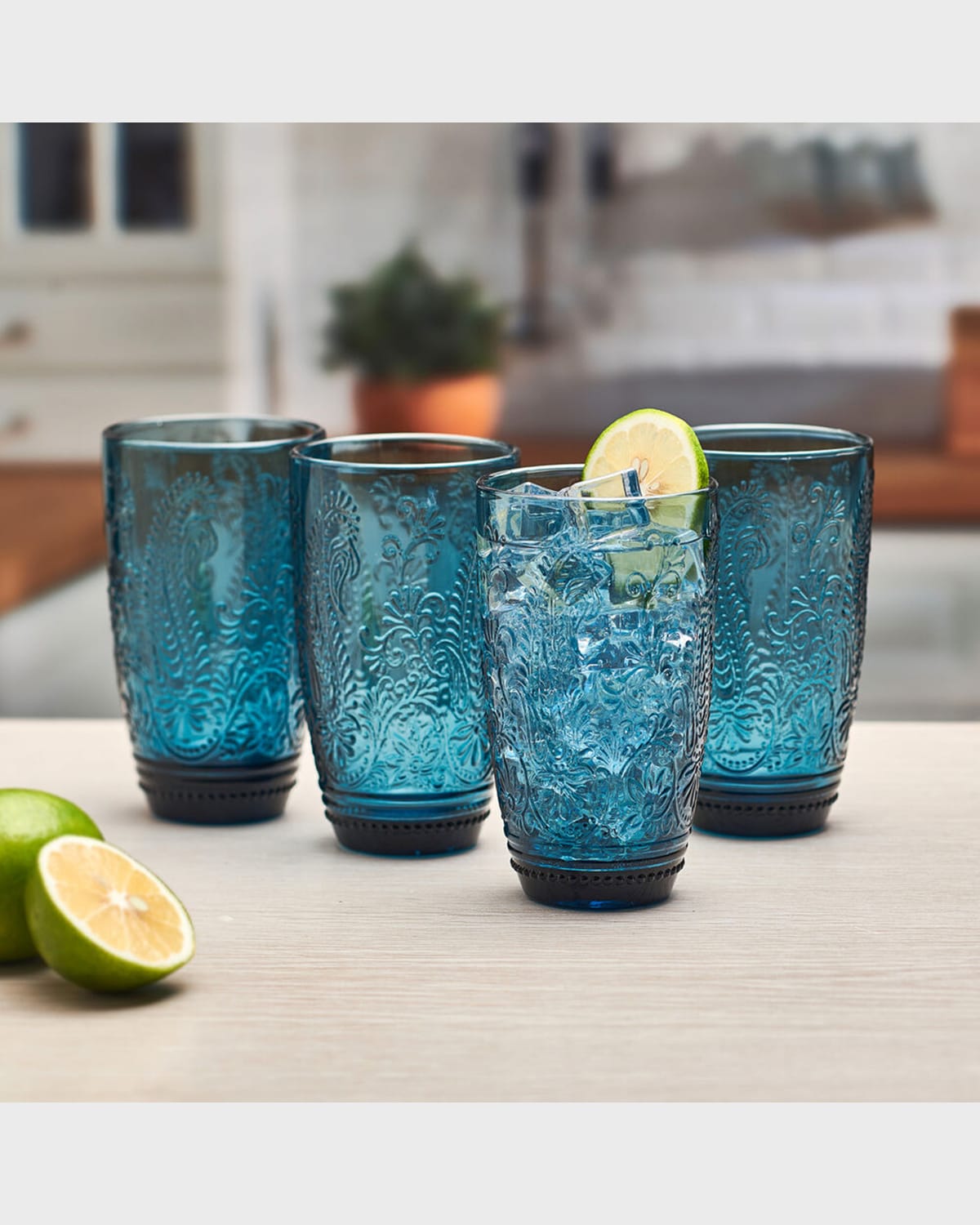 Shop Fitz And Floyd Maddi Highball Glasses, Set Of 4 In Blue