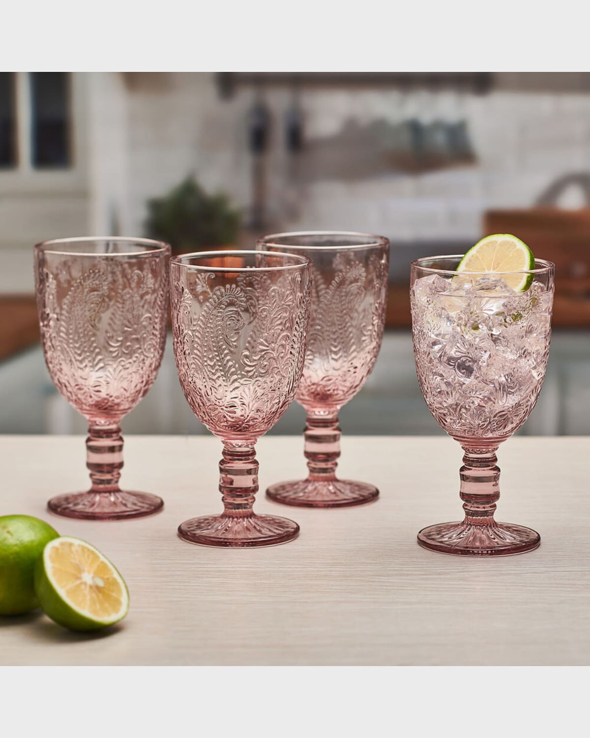 Shop Fitz And Floyd Maddi Goblet Glasses, Set Of 4 In Pink