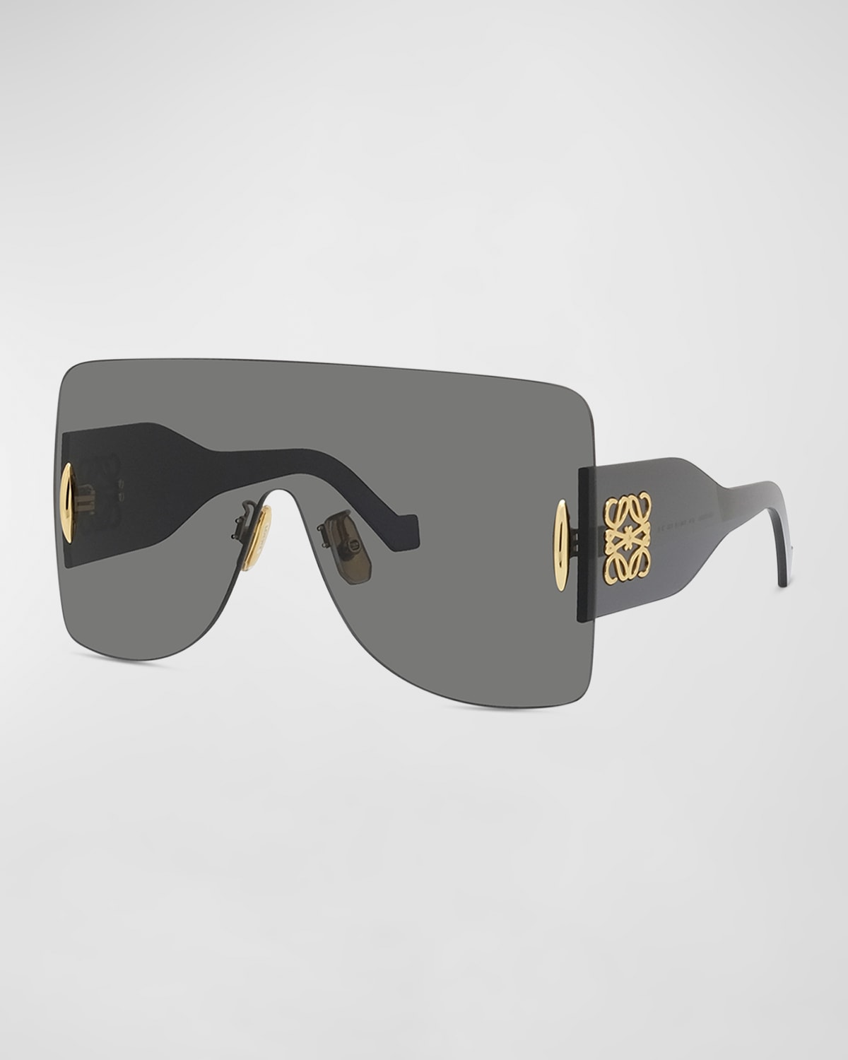 Loewe Anagram Nylon Shield Sunglasses In Shiny Black Smoke