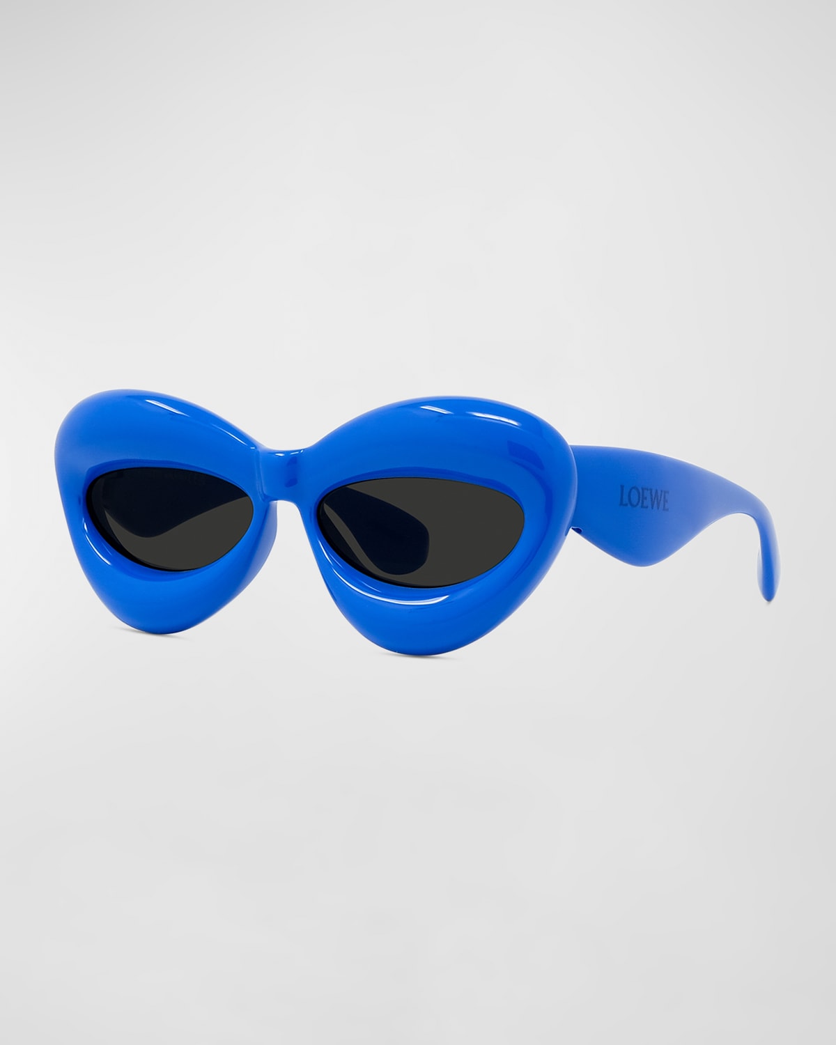Loewe Lw40097i 90a Oval Sunglasses In Shiny Blue Smoke