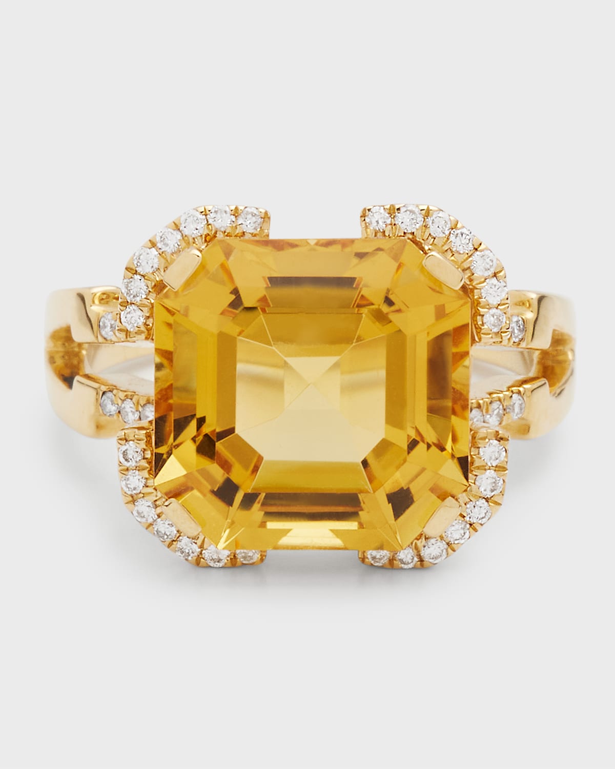 Goshwara 18k Yellow Gold Gossip Citrine And Diamond Ring