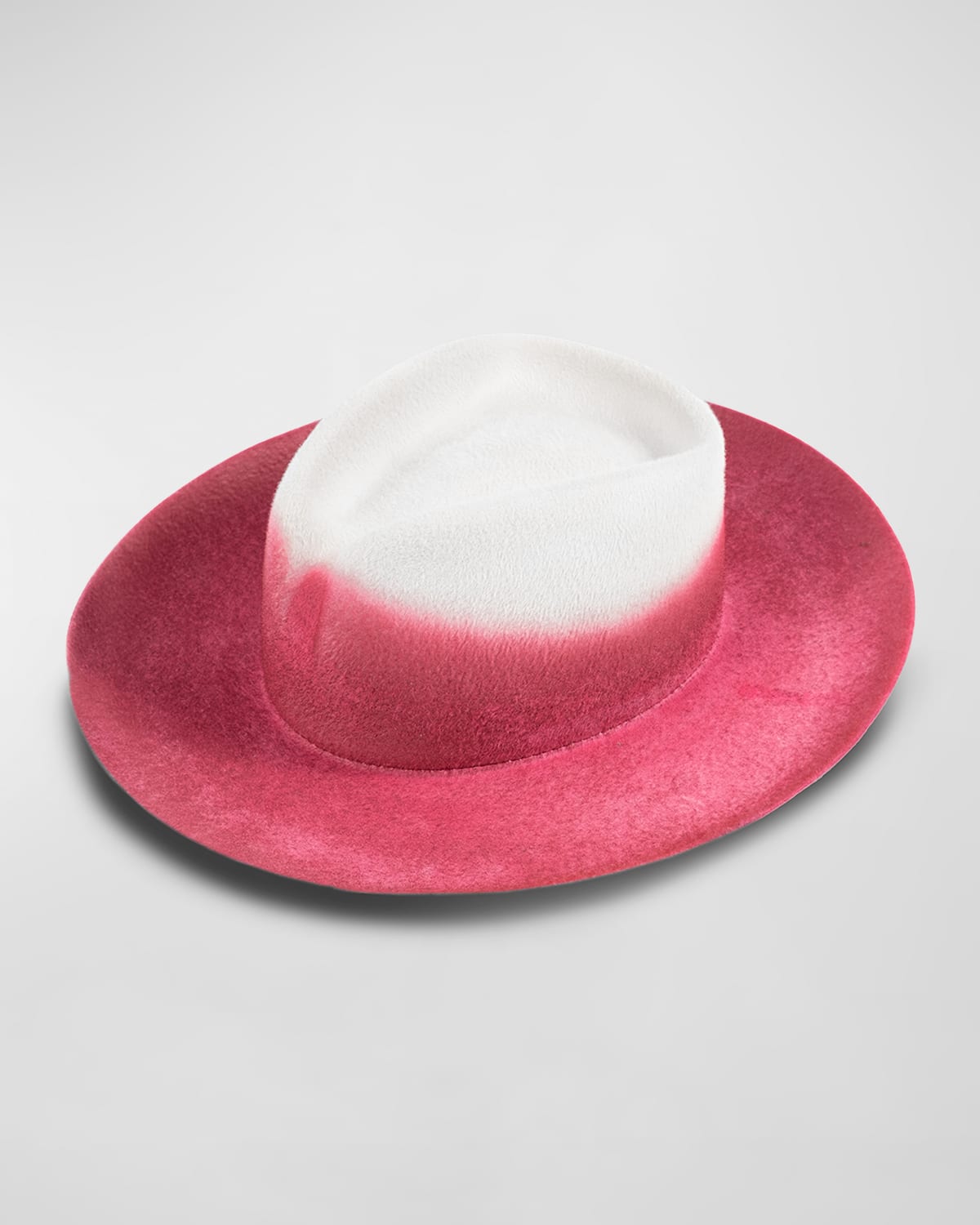 Barbisio Marcello Bicolor Ombré Western Fedora Hat In Bianco Rosso