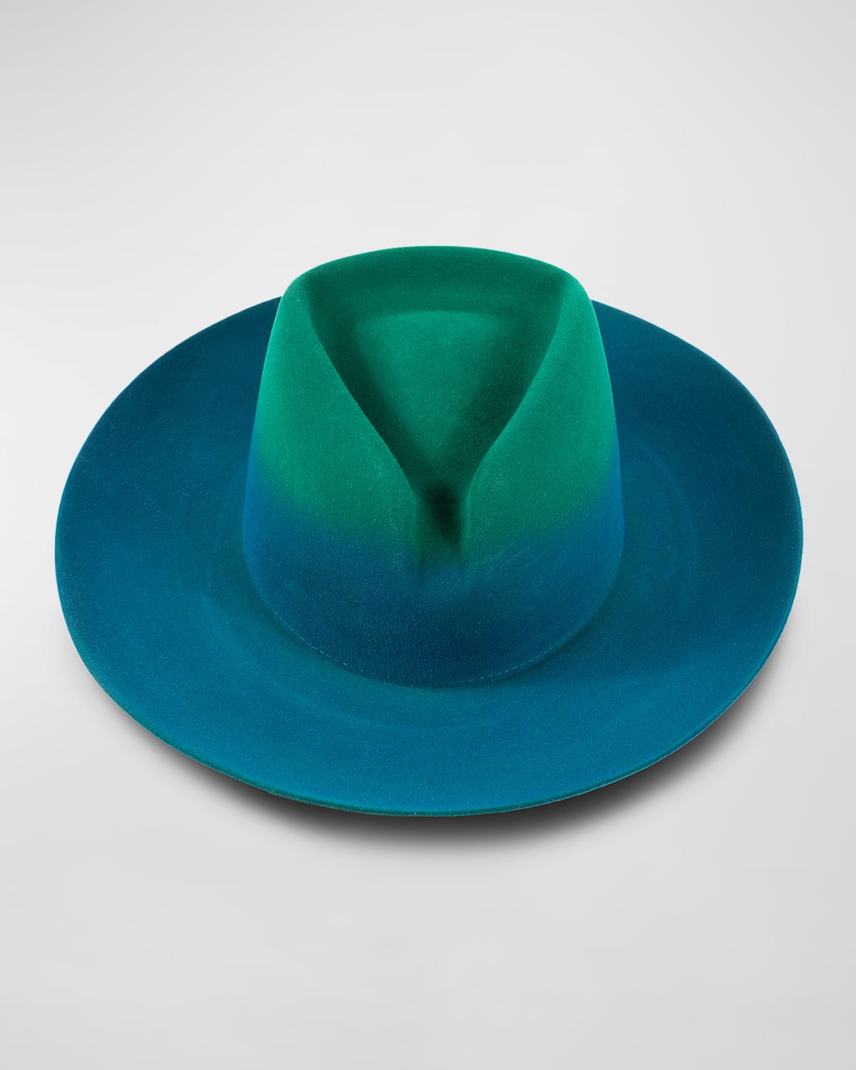 Barbisio Marcello Bicolor Ombré Western Fedora Hat In  Green