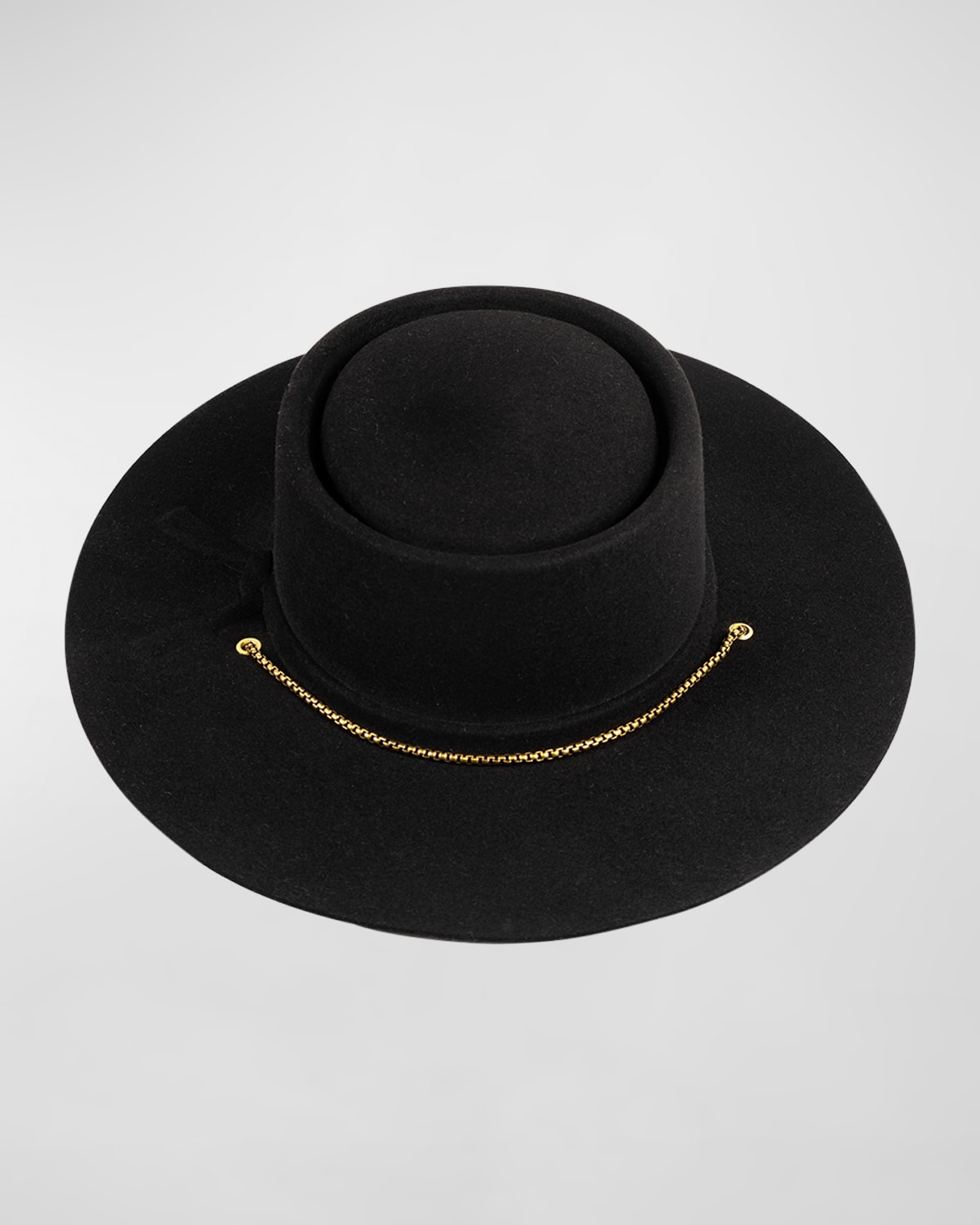 Barbisio Marlene Cashmere-wool Fedora Hat W/ Chain In Nero