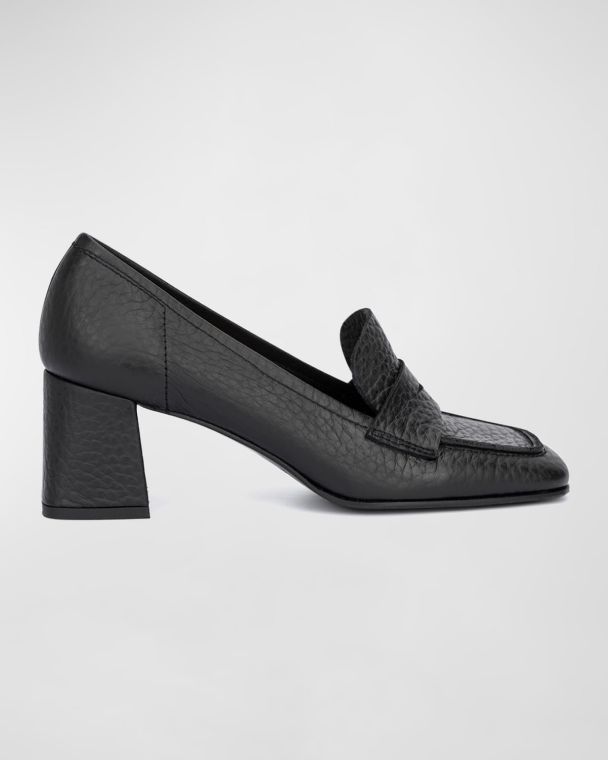 Aquatalia Carlina Leather Heeled Penny Loafers In Black