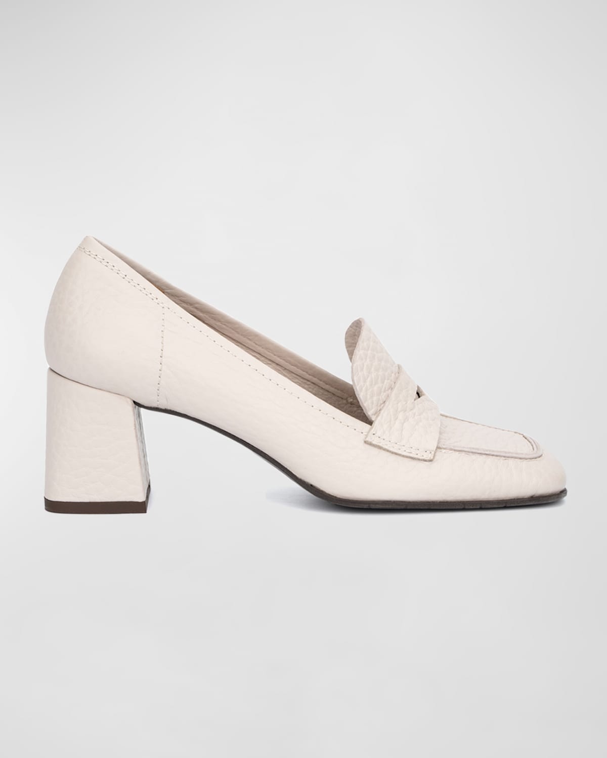 Carlina Leather Heeled Penny Loafers In White