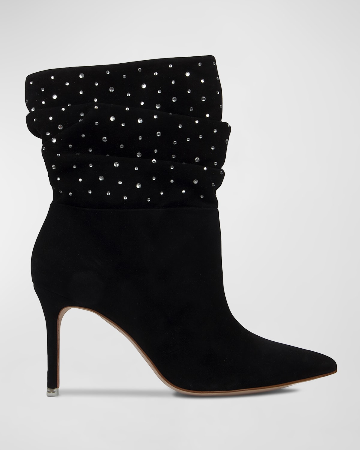 Genia Crystal-Stud Denim Booties